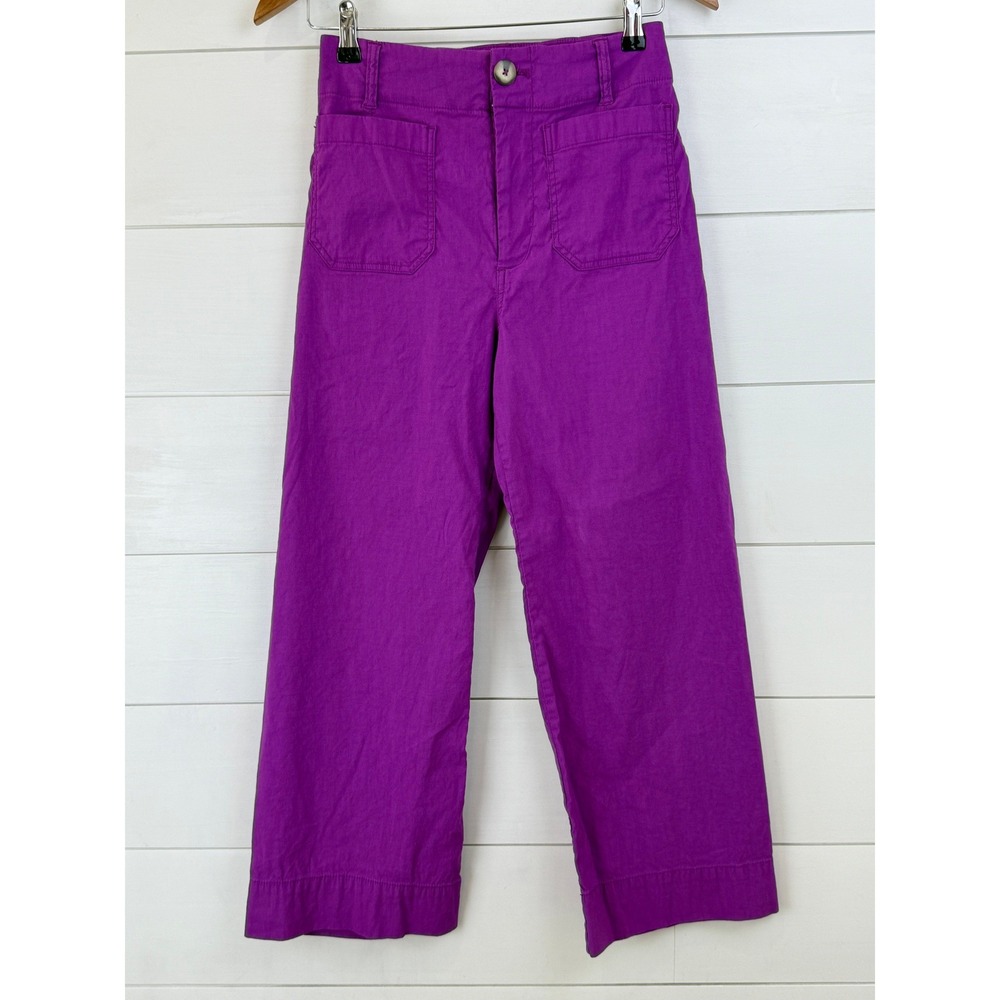 Maeve Wide-Leg Cropped Pants in Bright Magenta - Picture 3 of 13